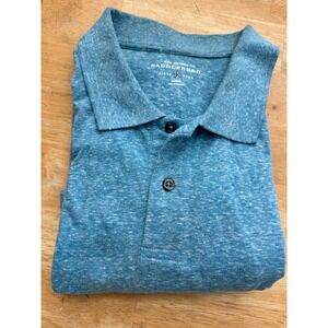 Saddlebred Mens Large Long Sleeve Polo Shirt Heathered Blue Button Up Casual